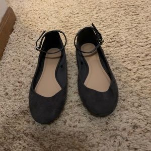 Suede like flats with ankle strap